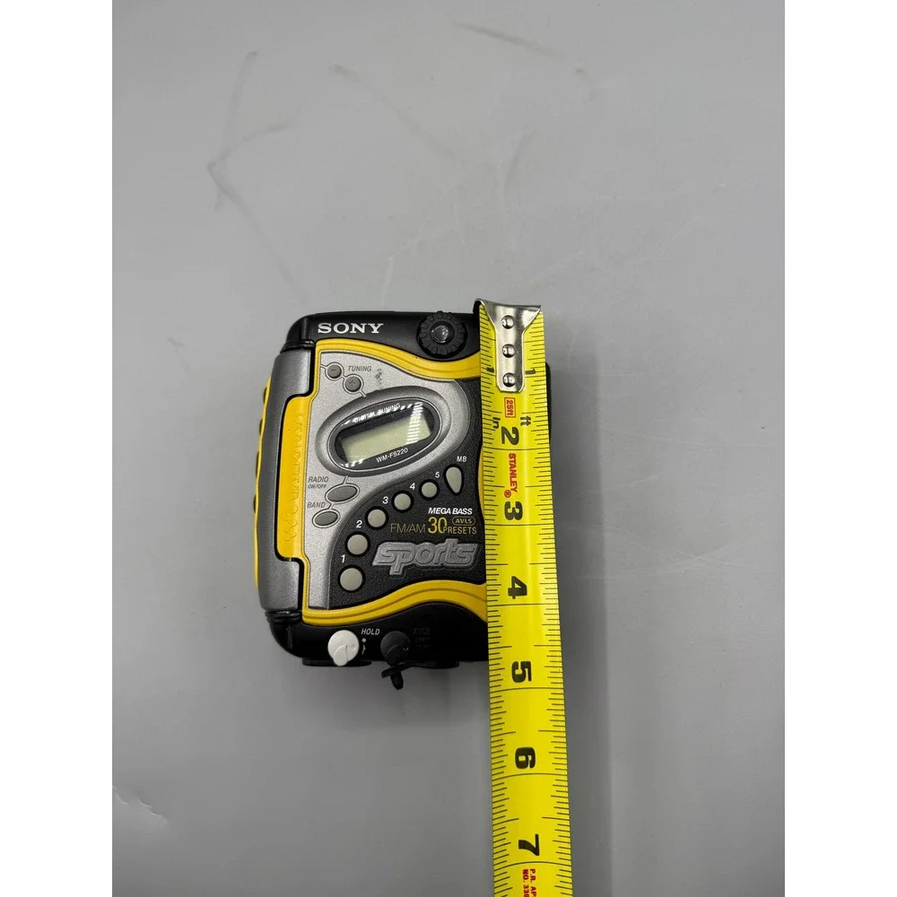Sony Sports Walkman WM-FS220 Yellow Black Digital Tuner Cassette Player, Works!